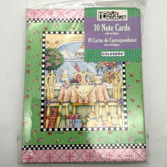 Vtg Mary Engelbreit 4 Packs of 10 Blank Note Cards (40) Envelopes Tea Party NOS - Picture 2 of 5